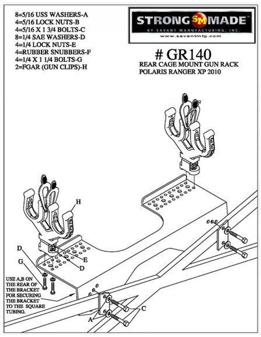 Polaris Ranger 800 Cage Mount Gun Rack By Strong Made 4 Polaris Ranger 800 Cage Mount Gun Rack By Strong Made - Image 2