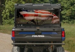 Polaris Ranger 900 Scratch Resistant American Flag Printed Rear Windshield By SuperATV