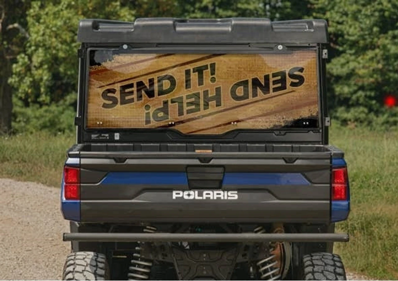 Polaris Ranger 900 Scratch Resistant Send It Printed Rear Windshield By SuperATV 3 Polaris Ranger 900 Scratch Resistant Send It Printed Rear Windshield By SuperATV