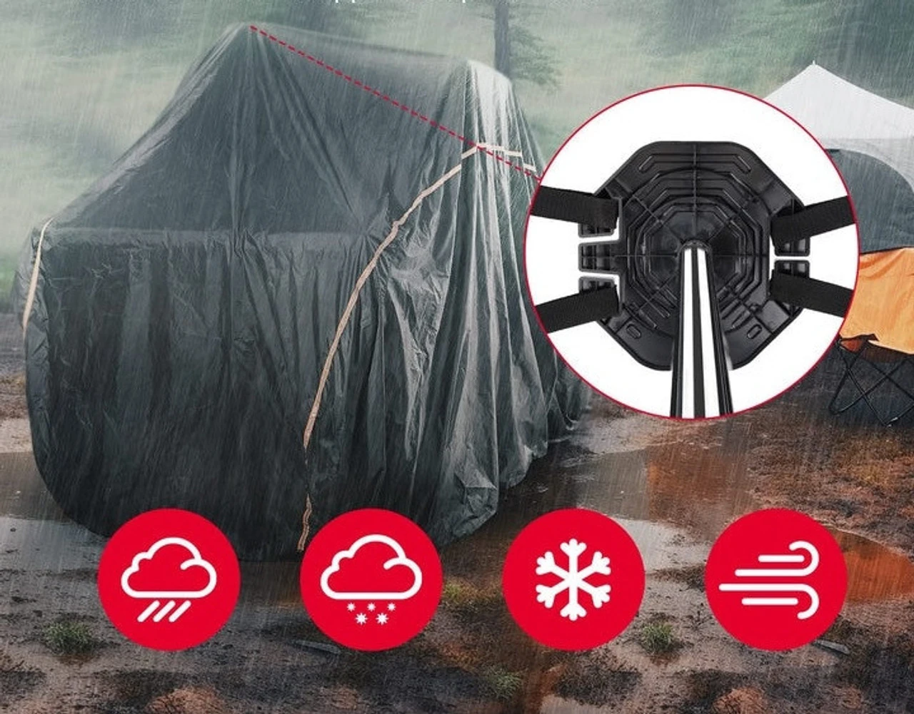 Polaris Ranger UTV Cover Support Poles With Metal Tripod Base By Kemimoto 4 Polaris Ranger UTV Cover Support Poles With Metal Tripod Base By Kemimoto - Image 2