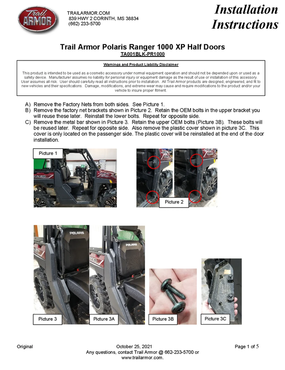 Polaris Ranger XP 1000 Half Doors By Trail Armor 16 Polaris Ranger XP 1000 Half Doors By Trail Armor - Image 14