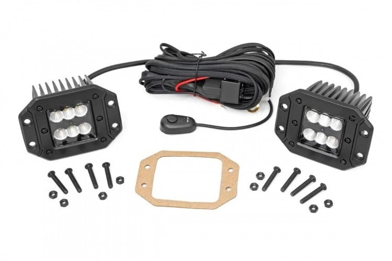 Polaris Ranger 2-inch Square Flush Mount Cree LED Lights - (Pair | Black Series) By Rough Country 3 Polaris Ranger 2-inch Square Flush Mount Cree LED Lights - (Pair | Black Series) By Rough Country