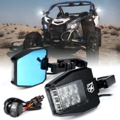 Polaris Ranger Side View Mirror With LED Spotlight & C-Clamp Brackets By Xprite