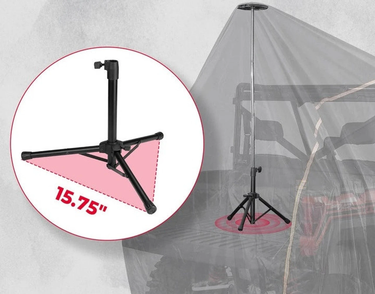 Polaris Ranger UTV Cover Support Poles With Metal Tripod Base By Kemimoto 5 Polaris Ranger UTV Cover Support Poles With Metal Tripod Base By Kemimoto - Image 3