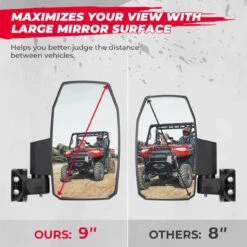 Polaris Ranger Upgraded UTV Wider Pro-Fit Side Mirrors By Kemimoto -Multifunctional Accessories Store upgraded utv wider pro fit side mirrors fit polaris can am 5 29160.1703618752